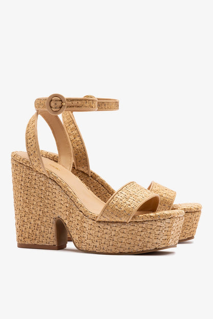 Cher Strap Sandal Natural Raffia - Larroude