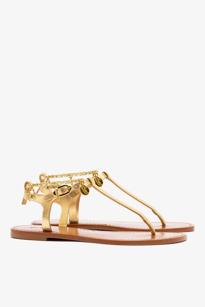 Gipsy Sandal In Gold Metallic Leather - Larroude