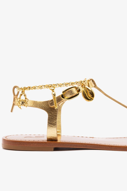 Gipsy Sandal In Gold Metallic Leather - Larroude
