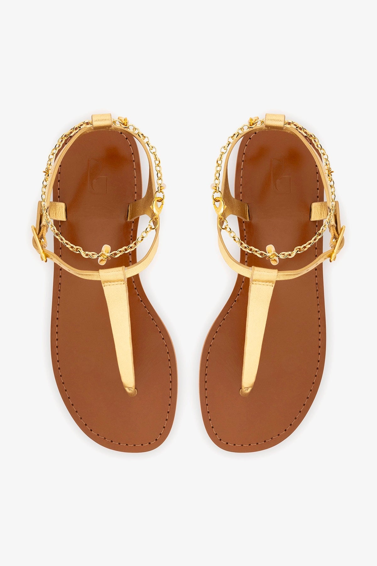 Gipsy Sandal In Gold Metallic Leather - Larroude