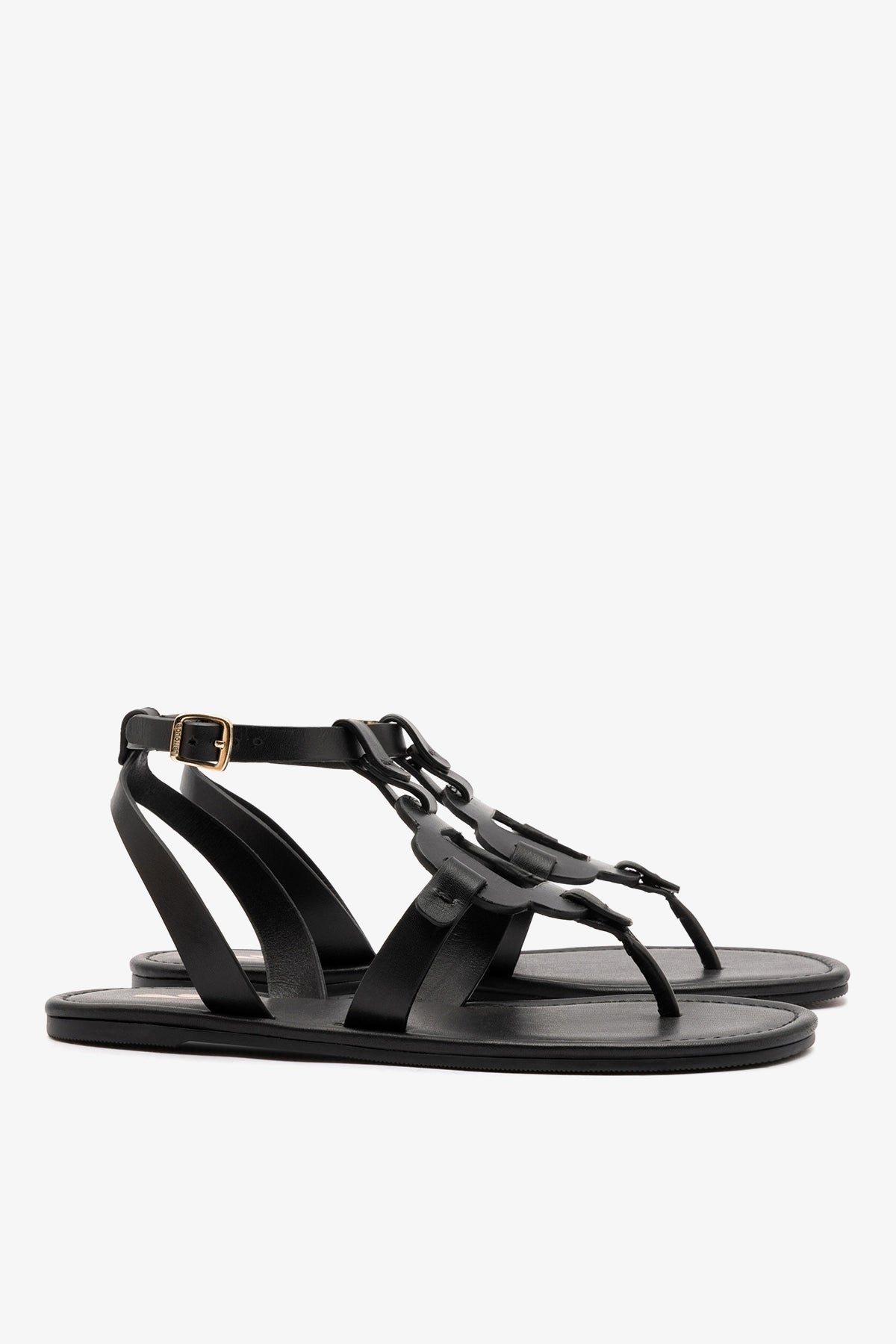 Margherita Sandal In Black Leather - Larroude