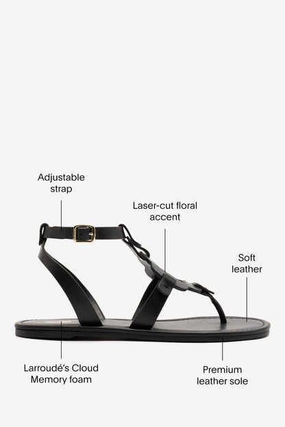 Margherita Sandal In Black Leather - Larroude