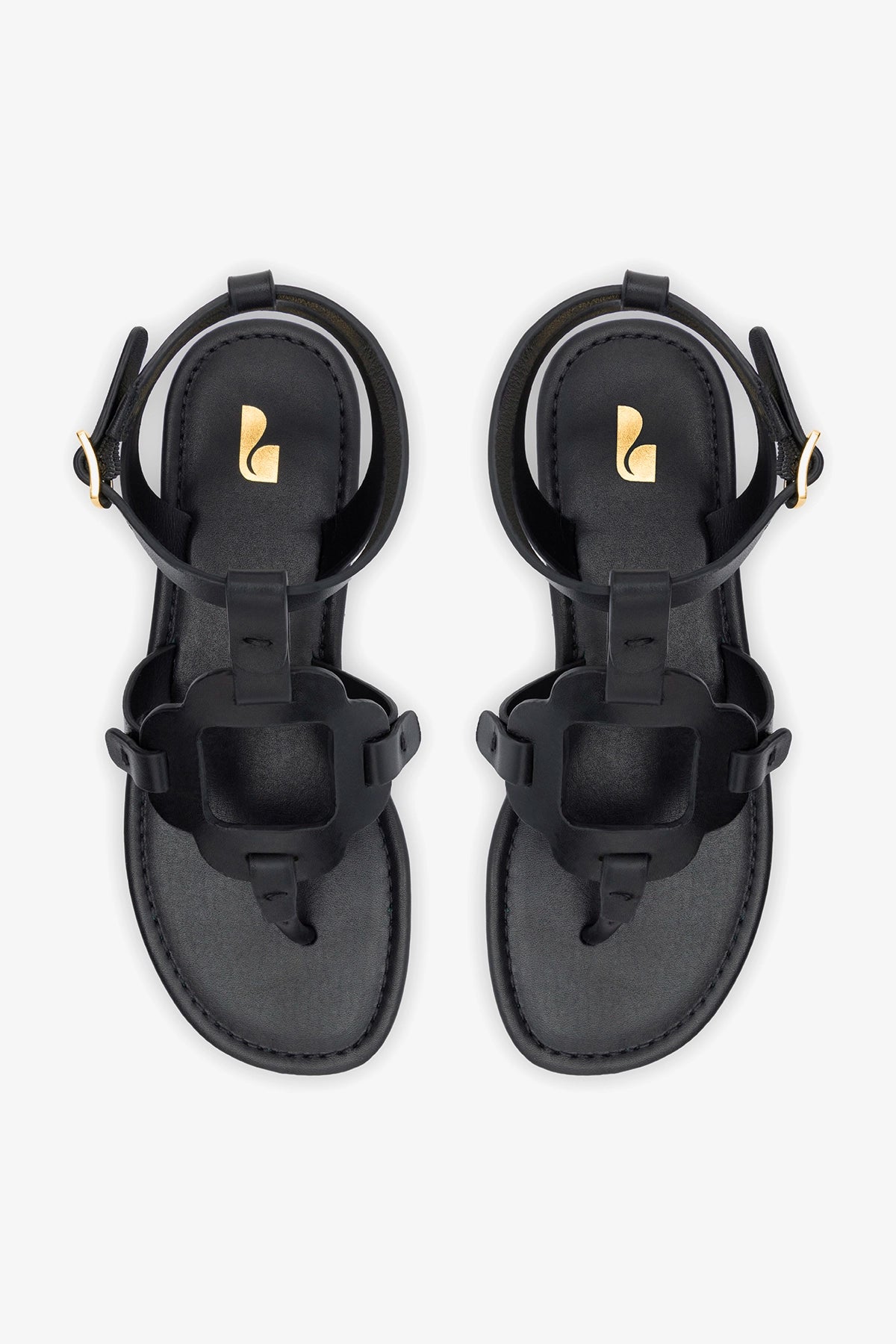 Margherita Sandal In Black Leather - Larroude