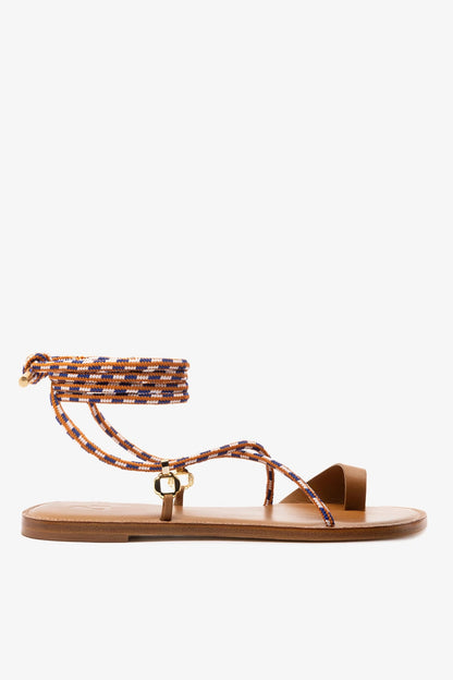 Antibes Flat In Caramel Leather - Larroude