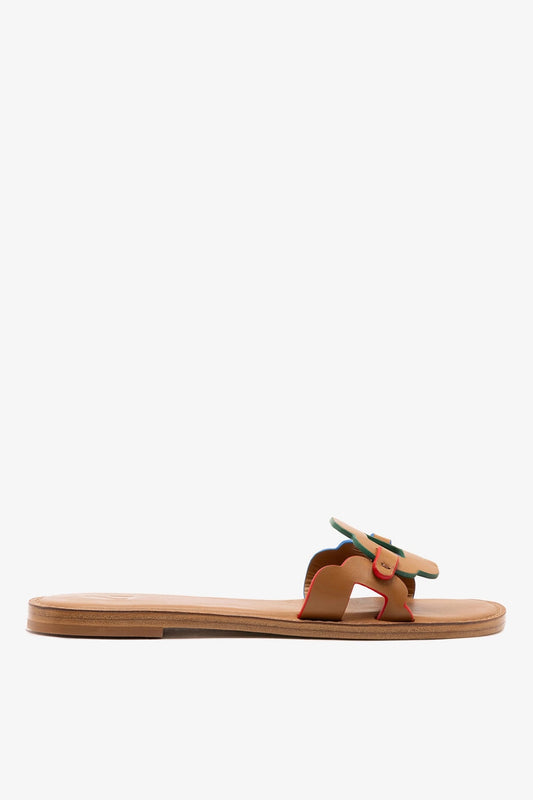Margherita Slide In Caramel Leather - Larroude