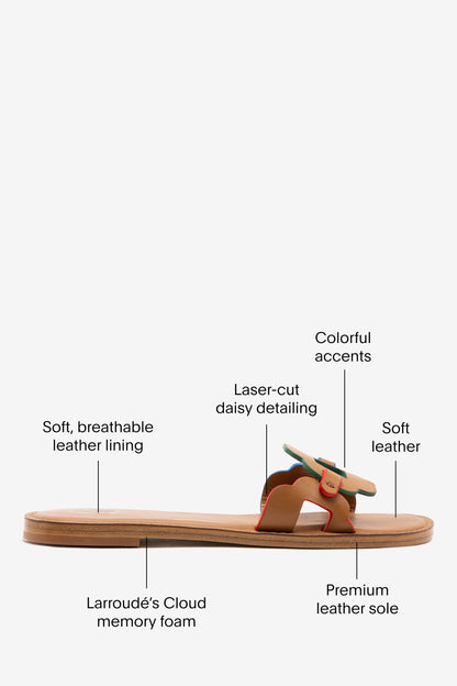 Margherita Slide In Caramel Leather - Larroude