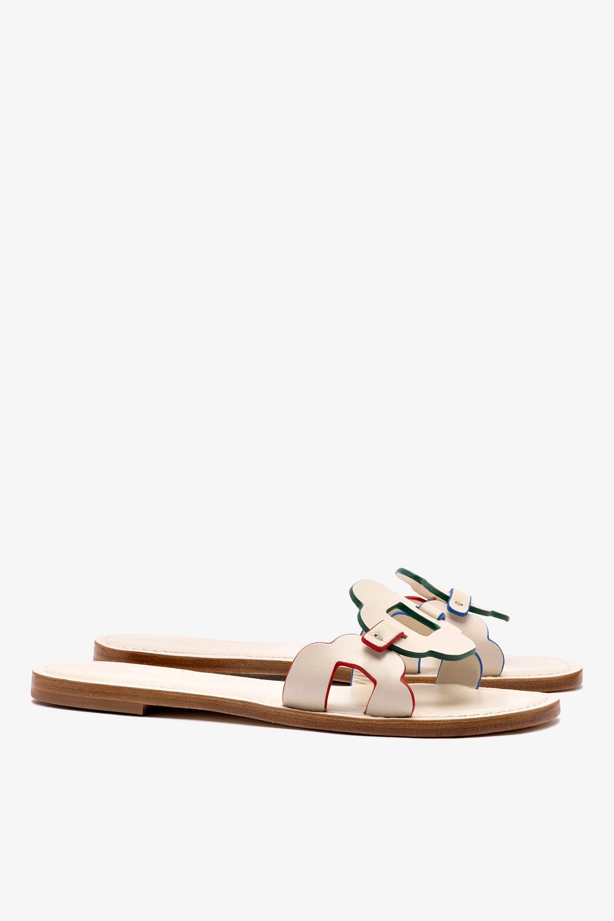 Margherita Slide In Ivory Leather - Larroude