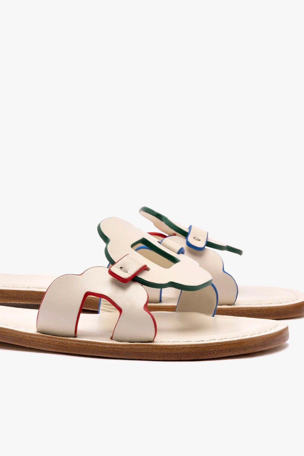 Margherita Slide In Ivory Leather - Larroude