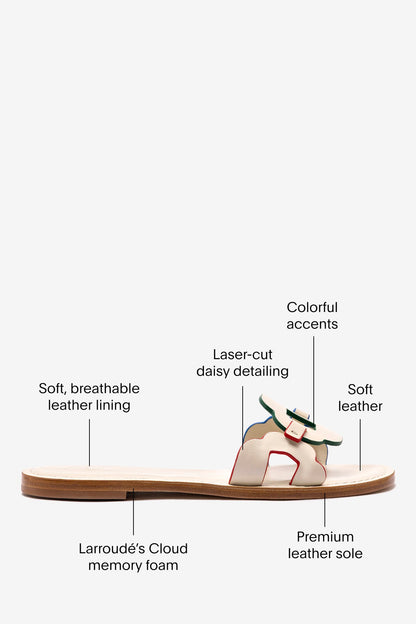 Margherita Slide In Ivory Leather - Larroude