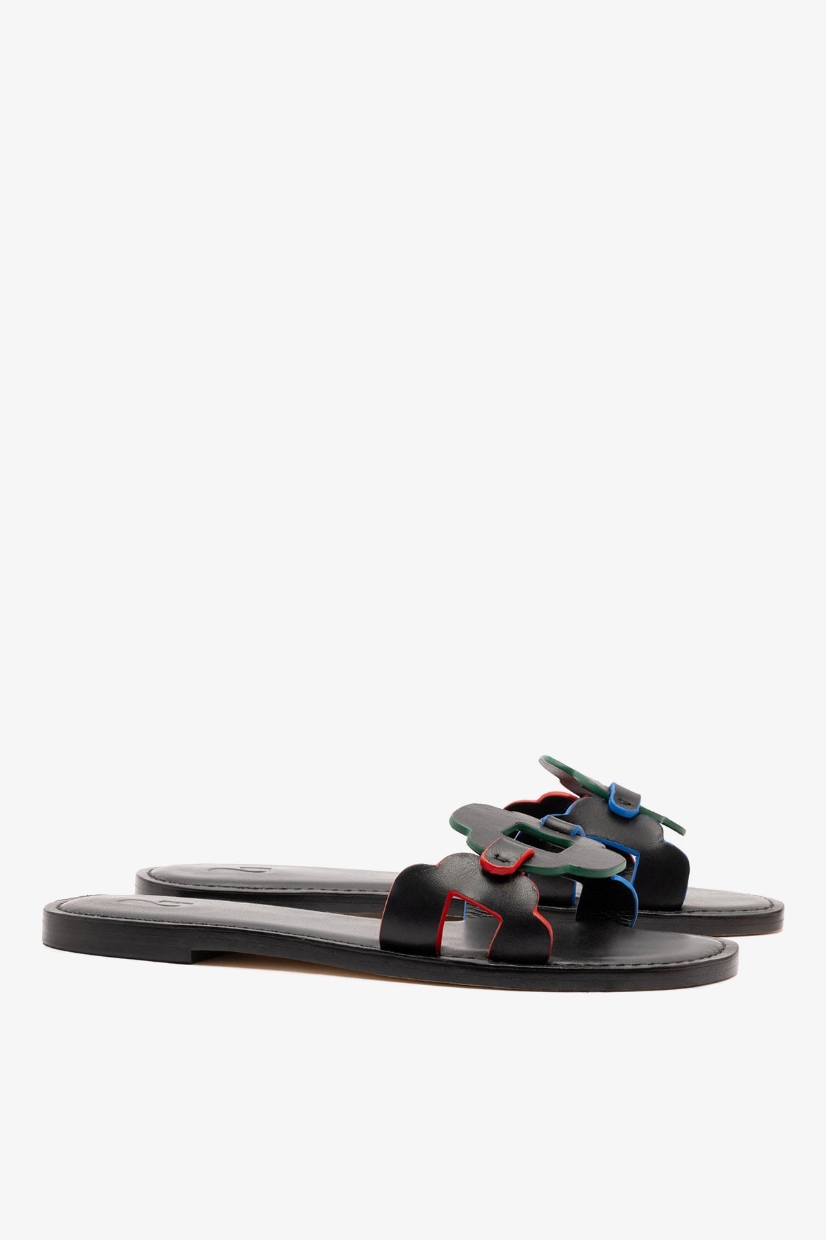 Margherita Slide In Black Leather - Larroude
