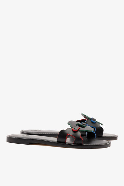 Margherita Slide In Black Leather - Larroude