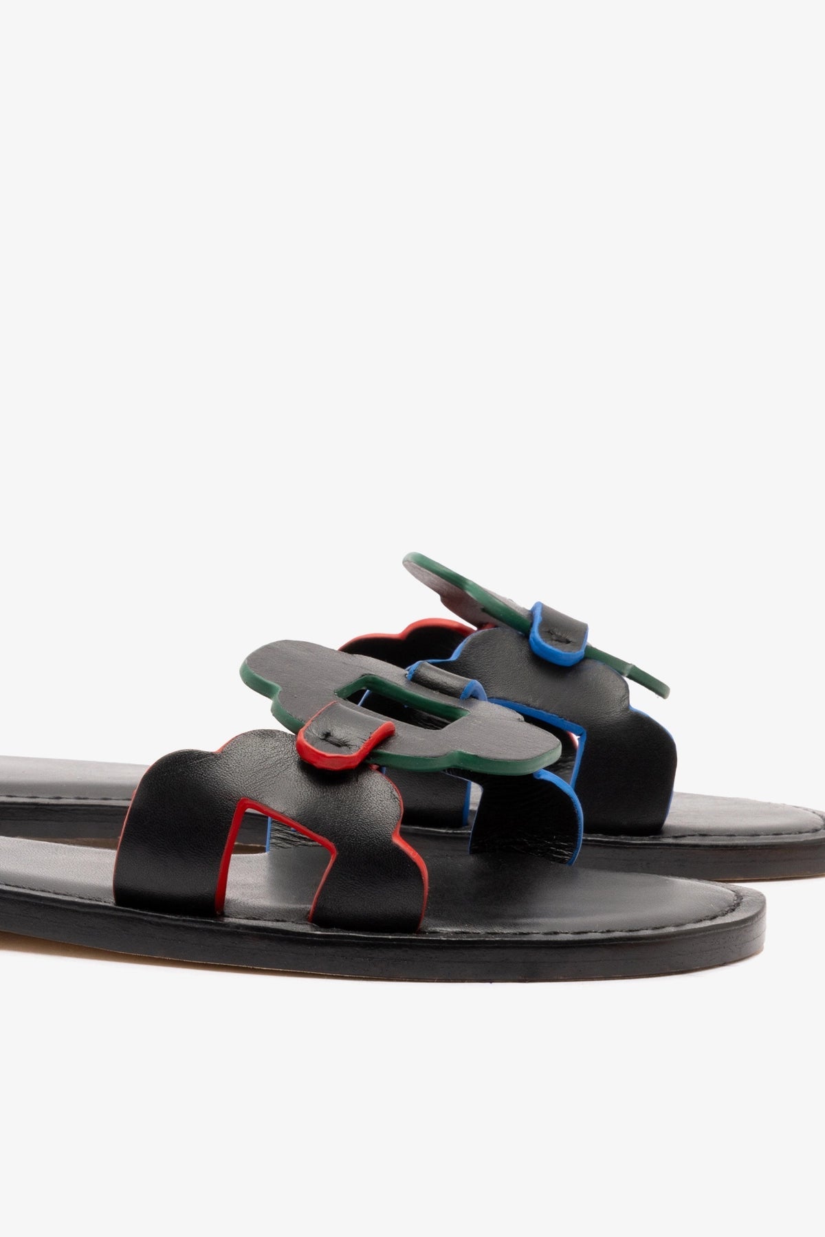 Margherita Slide In Black Leather - Larroude