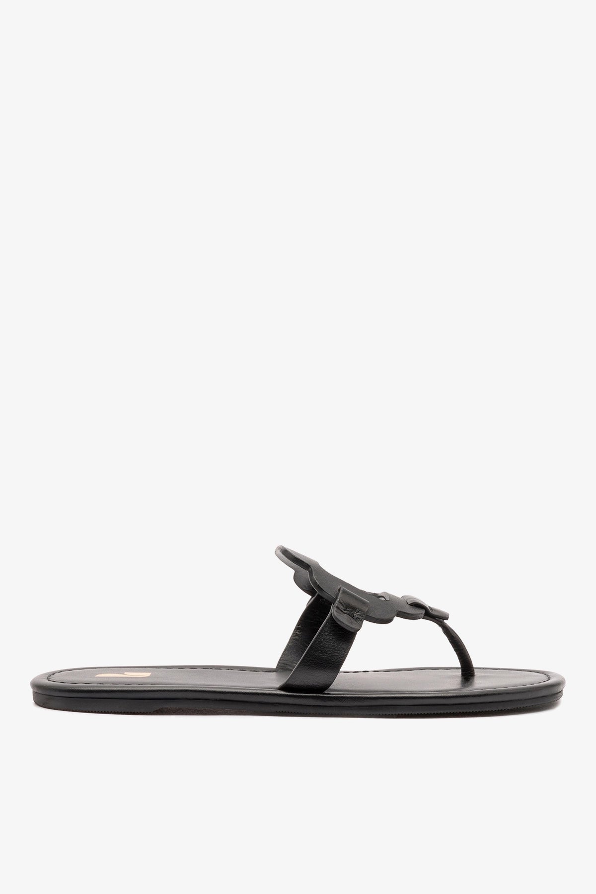 Margherita Thong Sandal In Black Leather - Larroude
