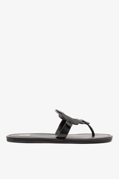 Margherita Thong Sandal In Black Leather - Larroude