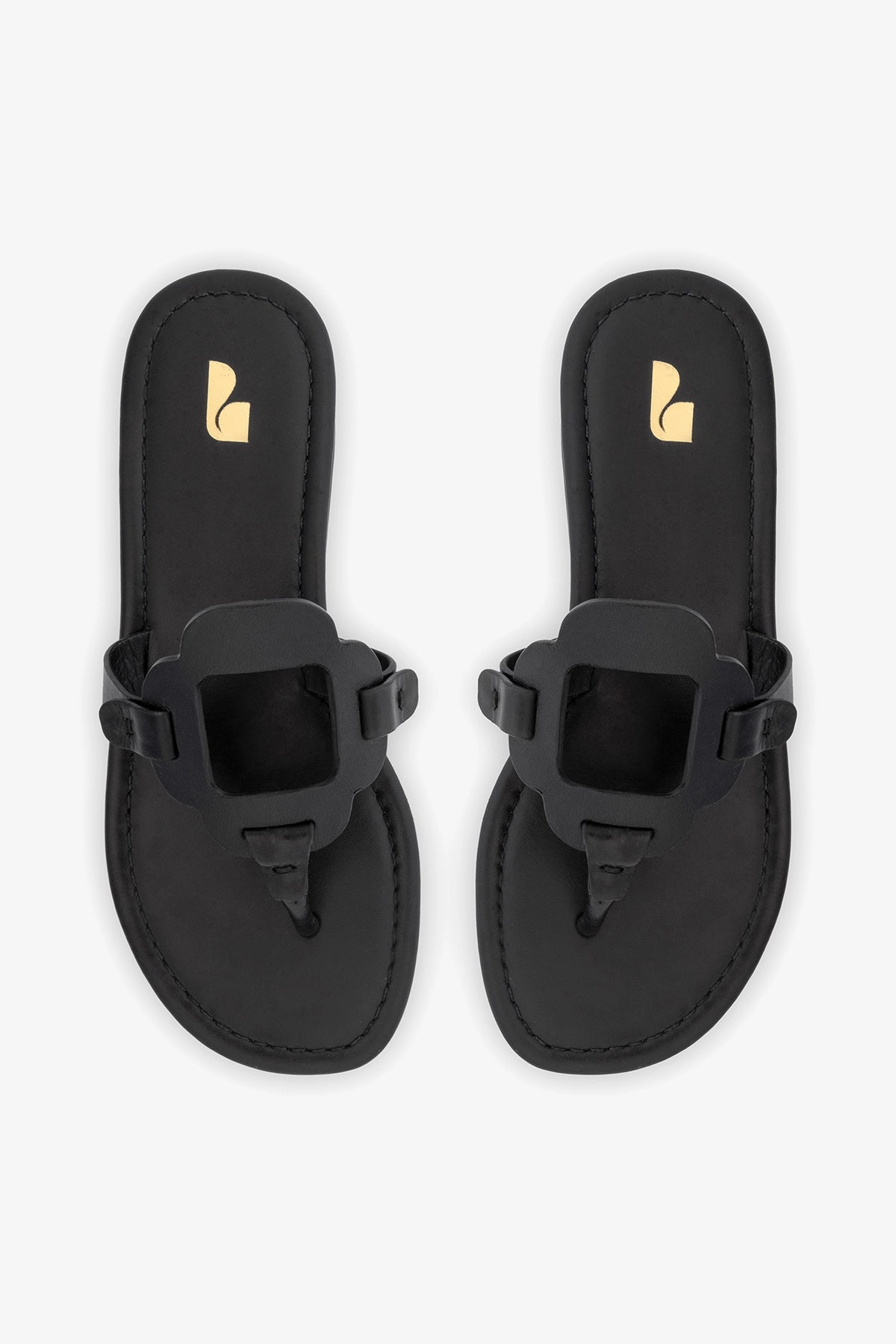 Margherita Thong Sandal In Black Leather - Larroude