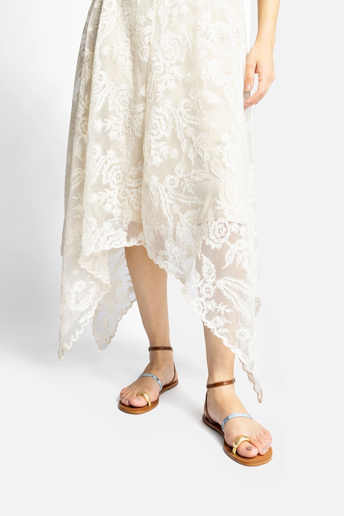 Biarritz Flat Sandal In Lemonade, Maya and Oud Python Embossed Leather - Larroude