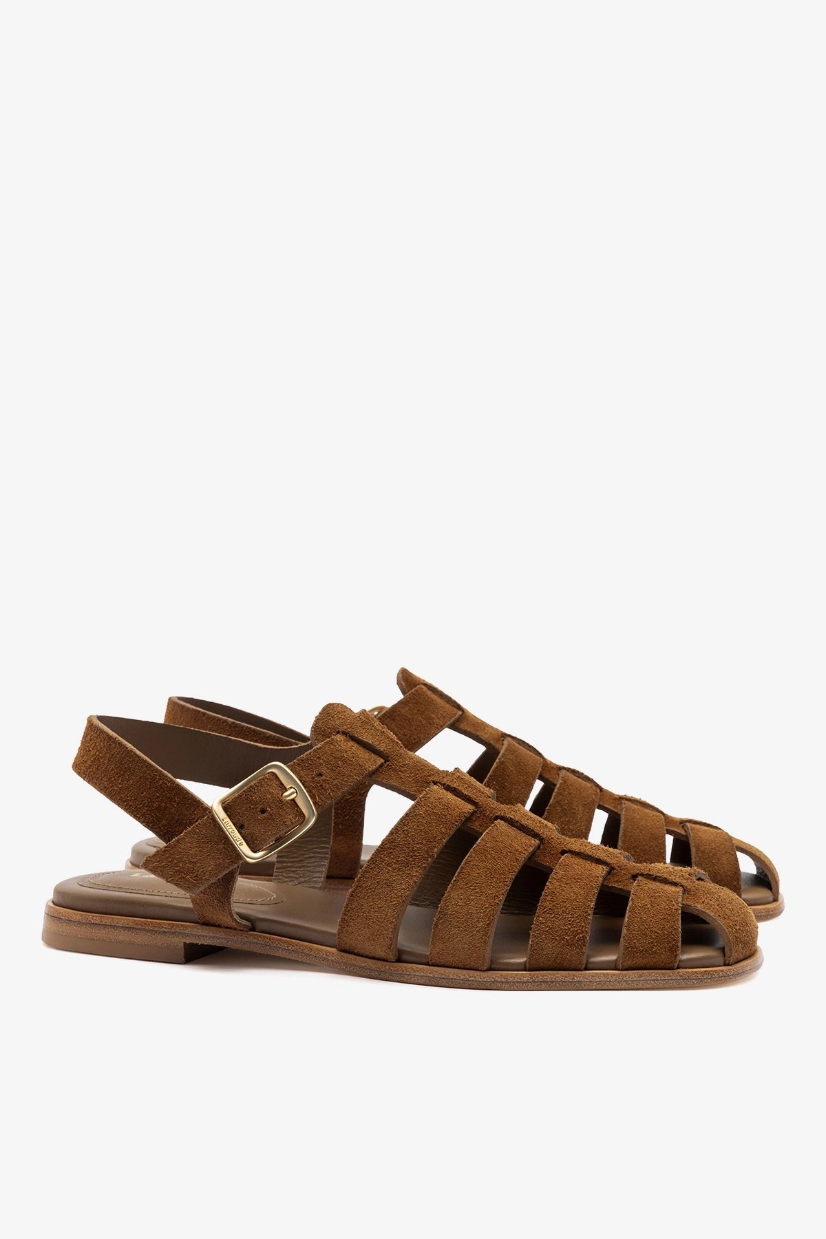 Stevie Flat Sandal In Russet Suede - Larroude