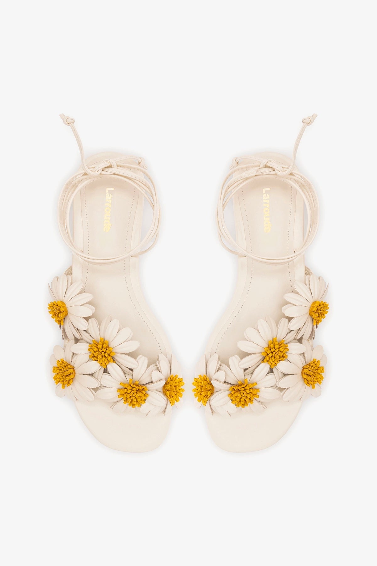 Fiore Flat Sandal Ivory Leather - Larroude
