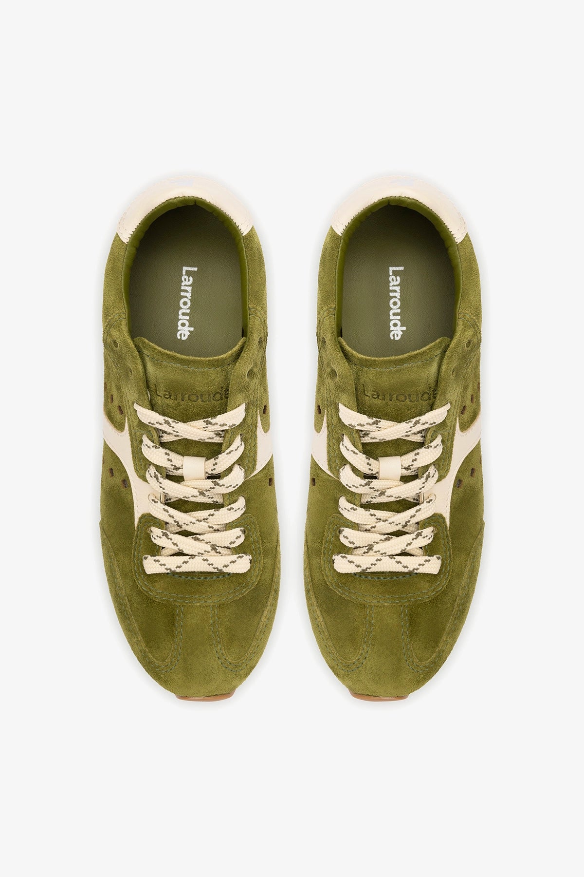 Stella Sneaker In Seaweed Suede and Ivory Leather - Larroude