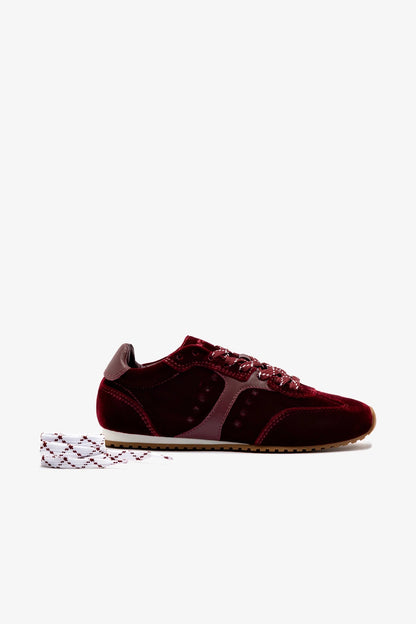 Stella Sneaker In Wine Velvet - Larroude