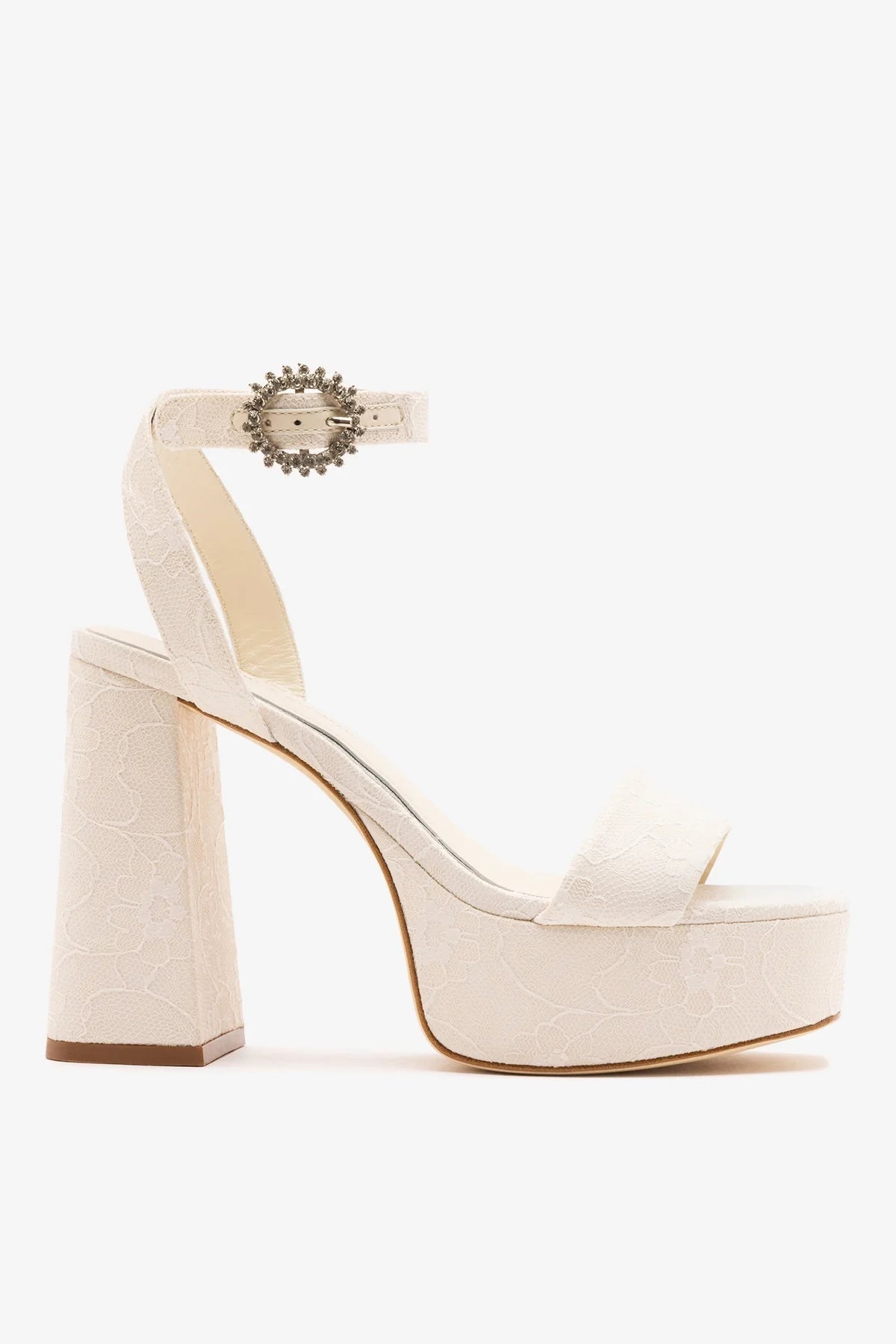 Larroudé x Markarian: Dolly Platform Sandal White Lace - Larroude