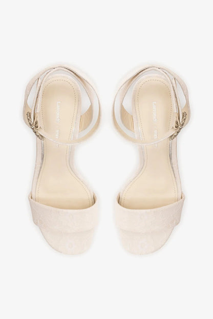 Larroudé x Markarian: Dolly Platform Sandal White Lace - Larroude