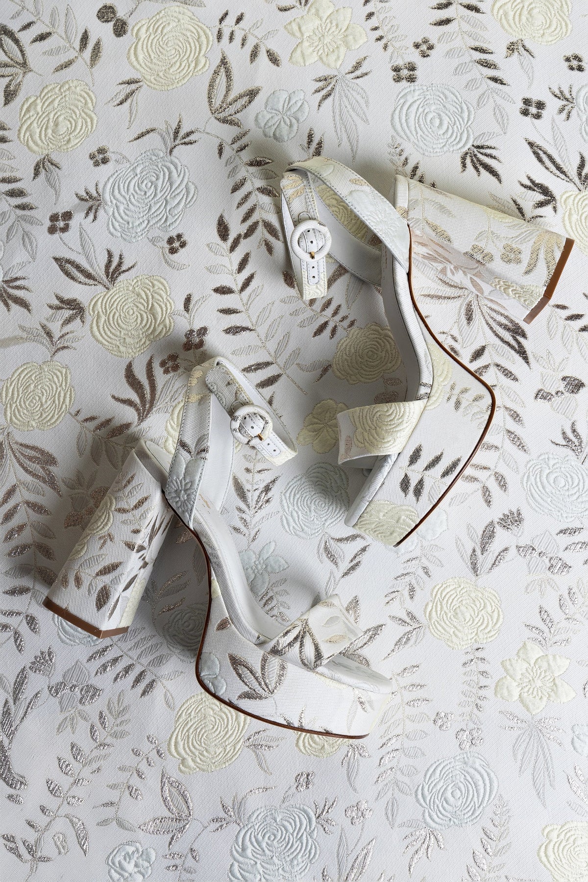 Larroudé x Markarian Dolly Sandal In Yvette Ivory Brocade - Larroude