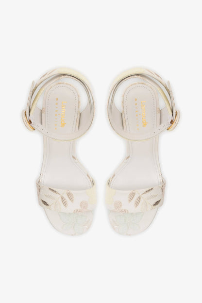 Larroudé x Markarian Dolly Sandal In Yvette Ivory Brocade - Larroude