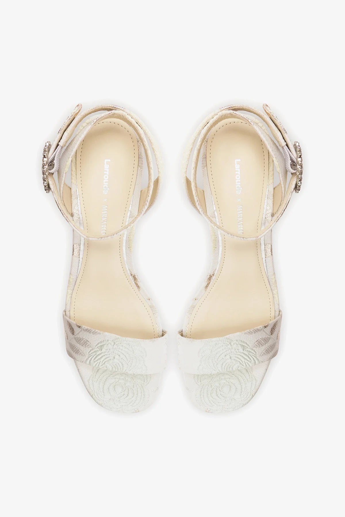 Larroudé x Markarian: Dolly Low Sandal Ivory Brocade - Larroude