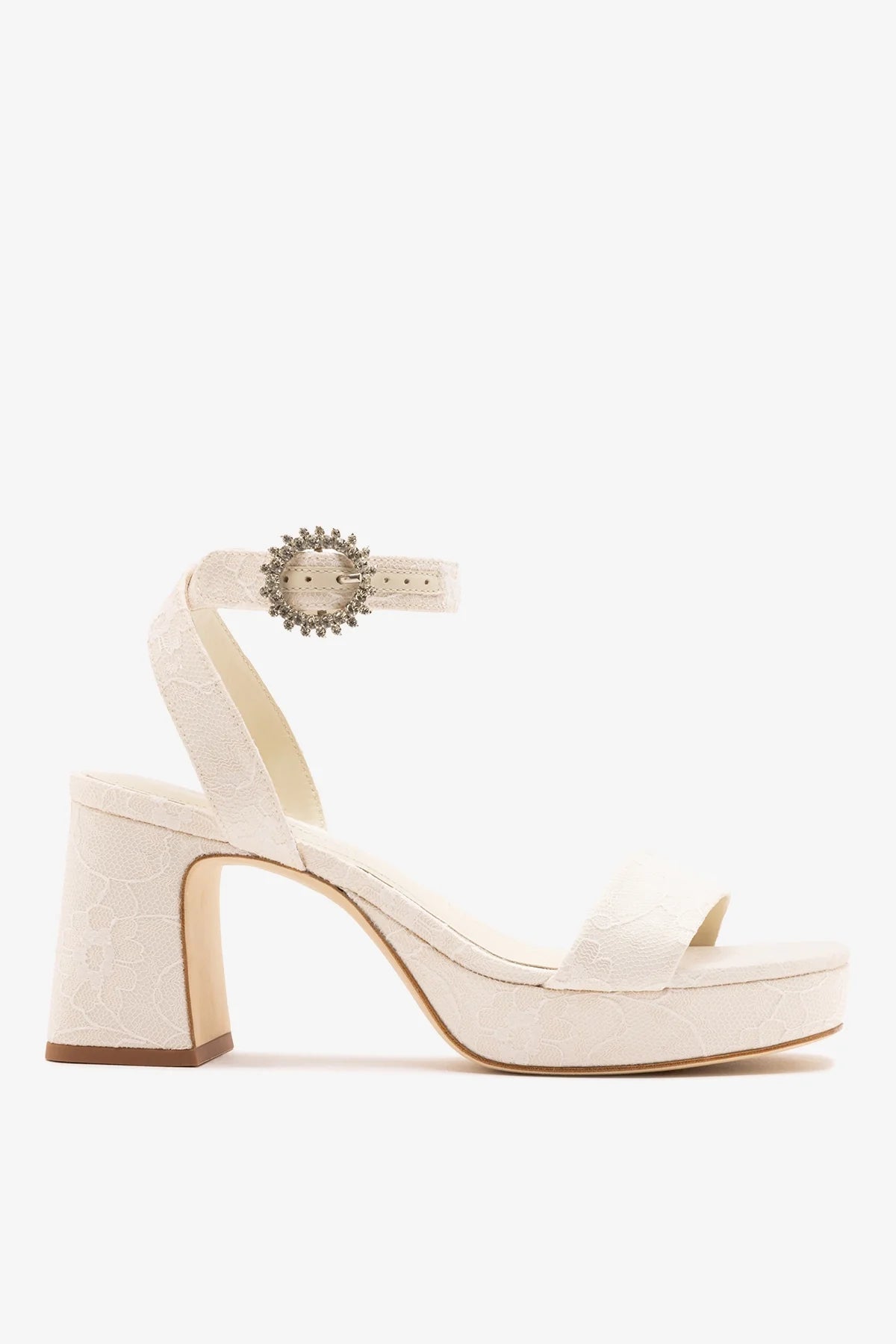 Larroudé x Markarian: Dolly Low Sandal White Lace - Larroude