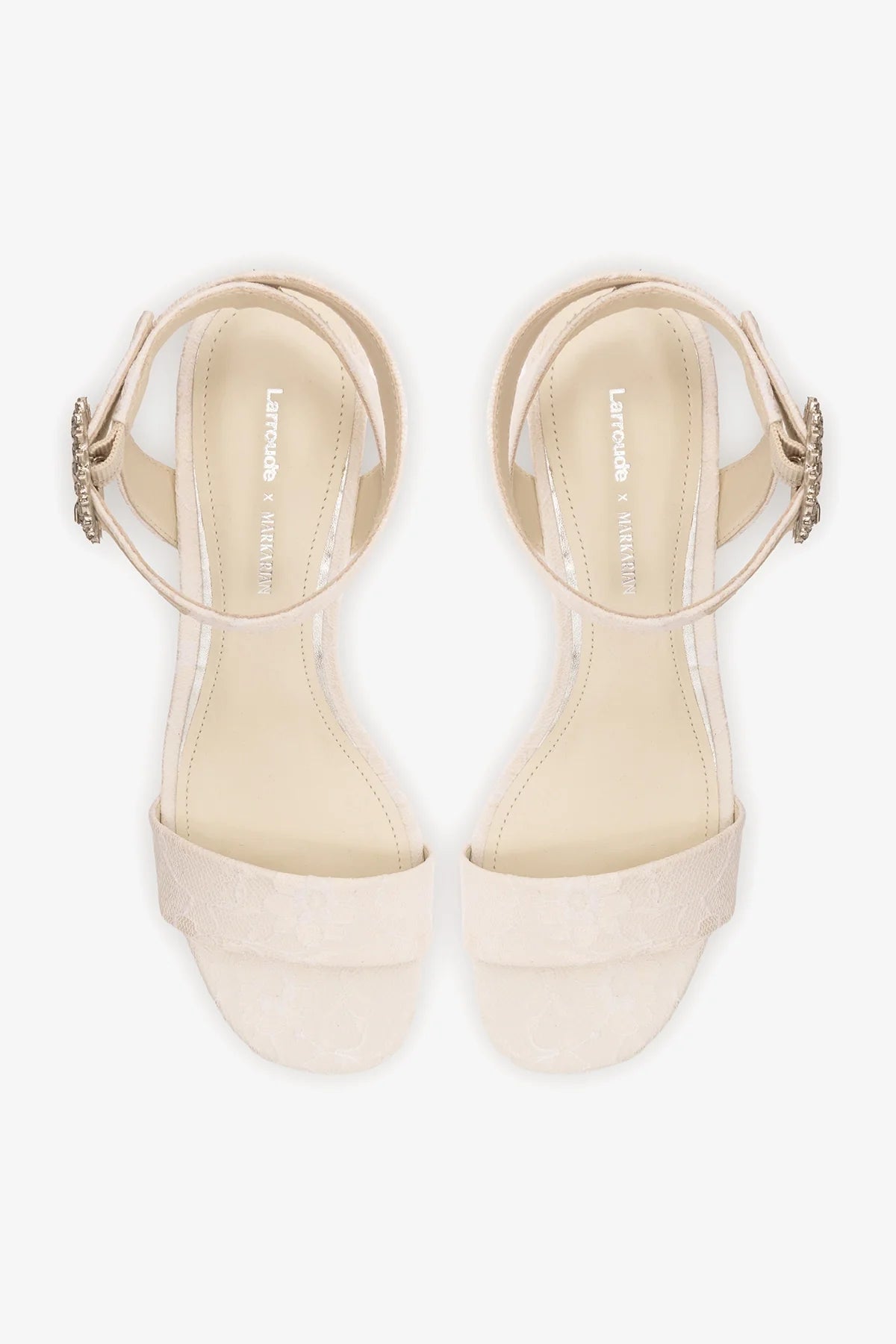 Larroudé x Markarian: Dolly Low Sandal White Lace - Larroude