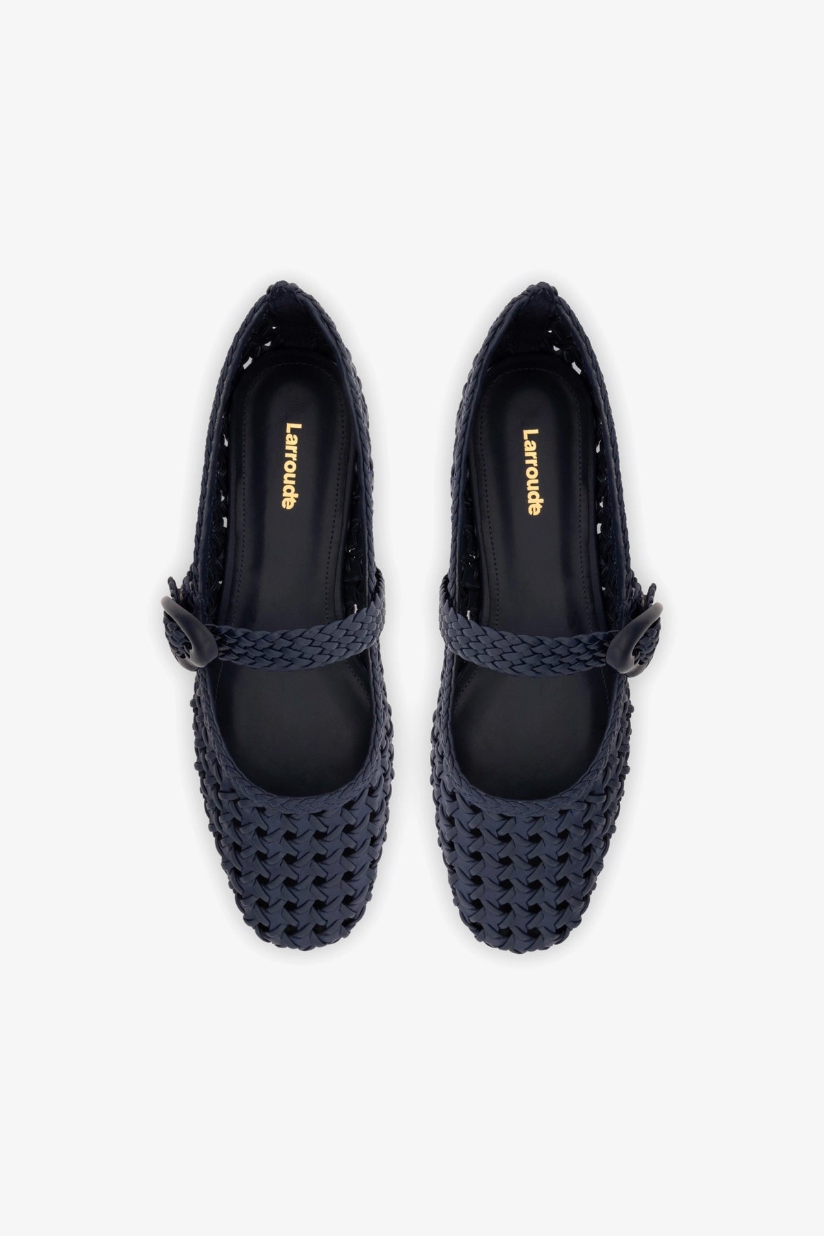 Verona New Macrame Ballet Flat In Navy Leather - Larroude