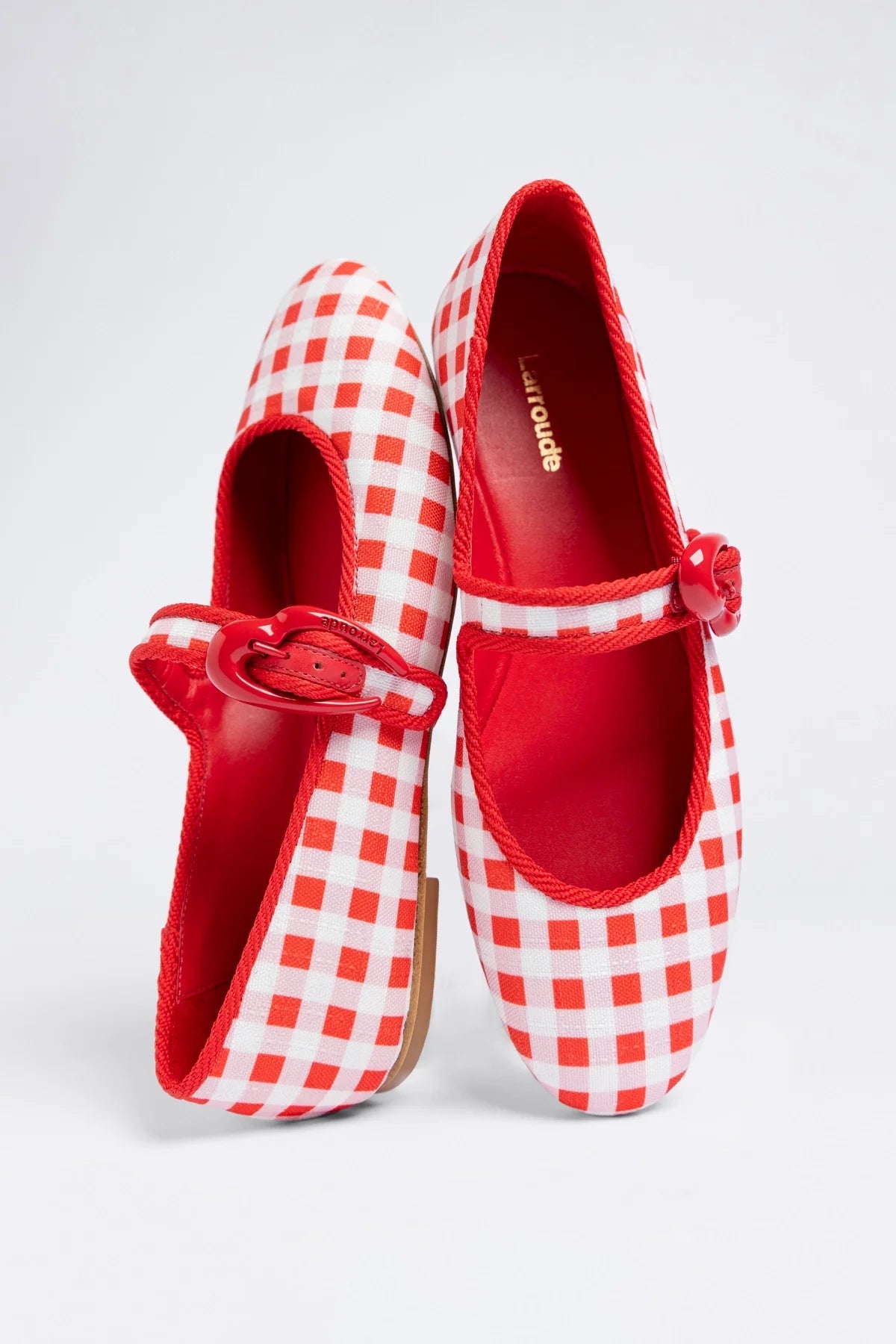 Verona Ballet Flat Scarlet Printed Fabric - Larroude