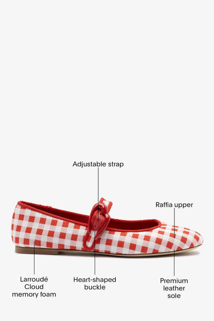Verona Ballet Flat Scarlet Printed Fabric - Larroude