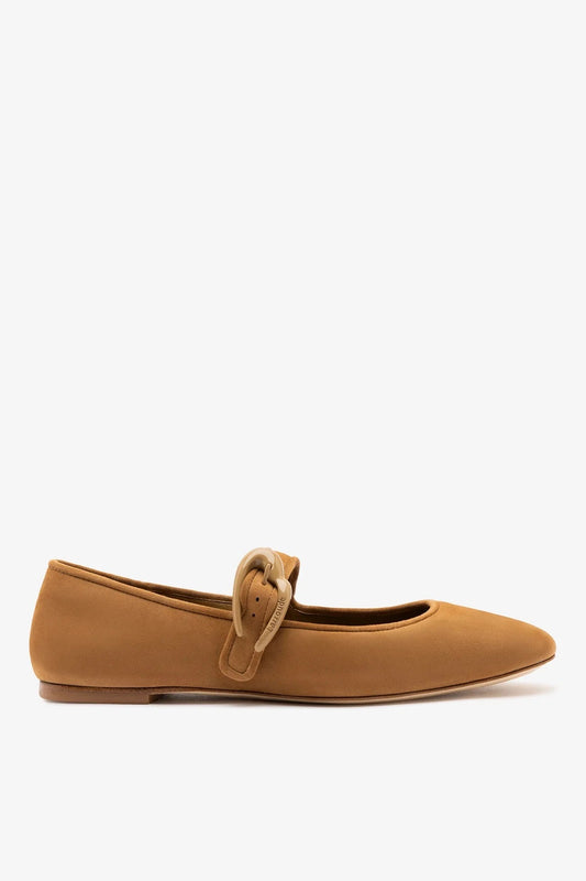 Verona Ballet Flat Tobacco Suede - Larroude