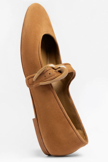 Verona Ballet Flat Tobacco Suede - Larroude