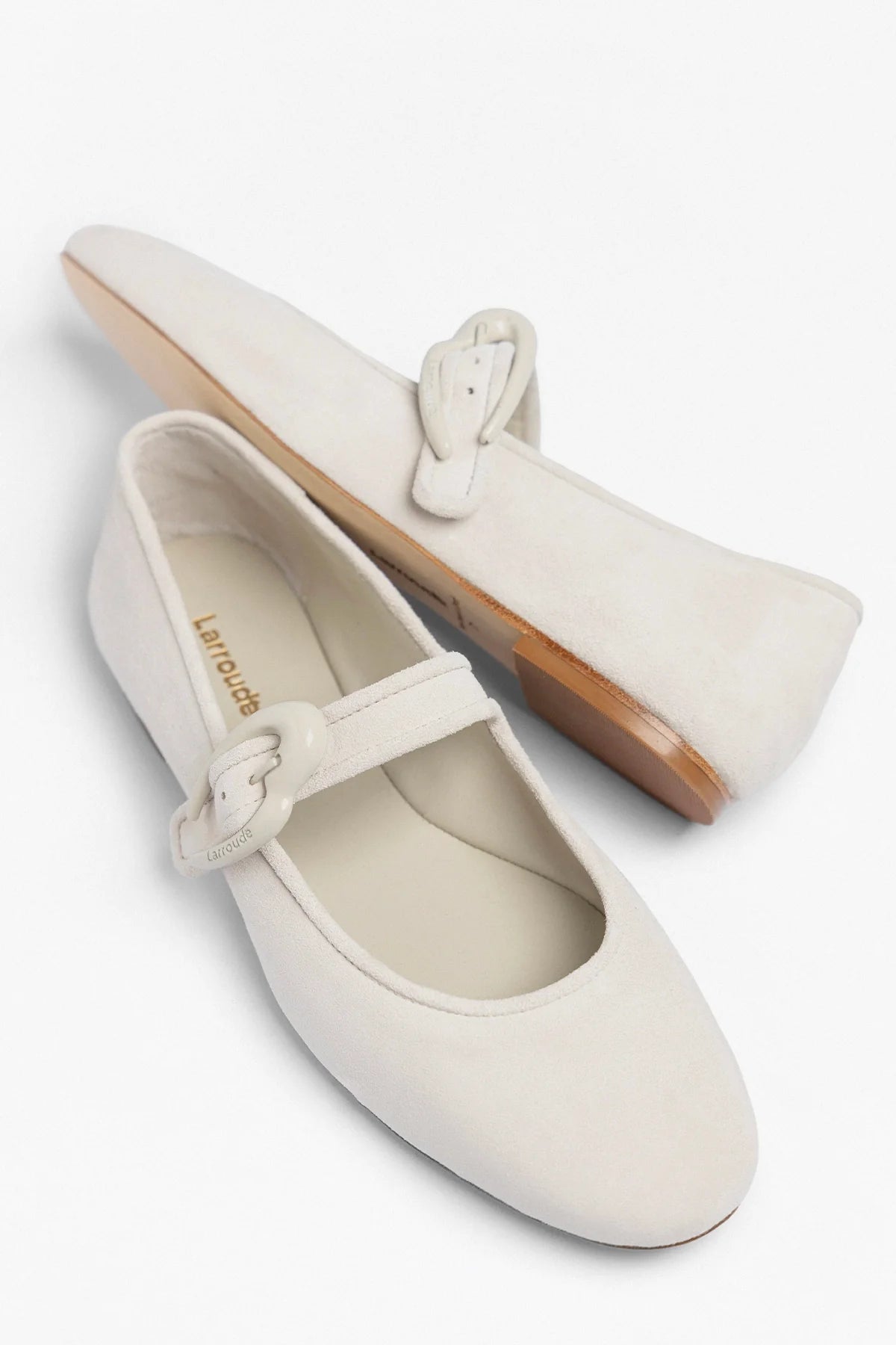 Verona Ballet Flat Mushroom Gray Suede - Larroude