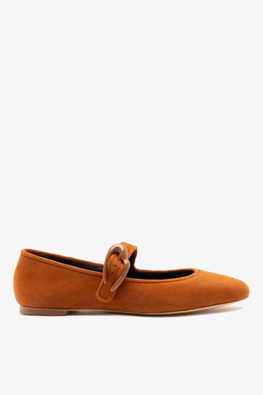 Verona Ballet Flat Chestnut Suede - Larroude