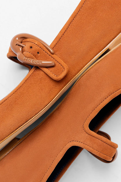 Verona Ballet Flat Chestnut Suede - Larroude