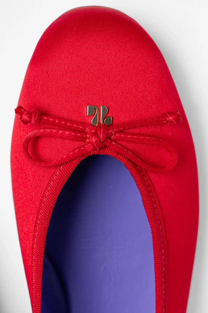 Pavlova Ballet Flat Cherry Satin - Larroude