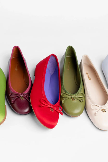 Pavlova Ballet Flat Cherry Satin - Larroude