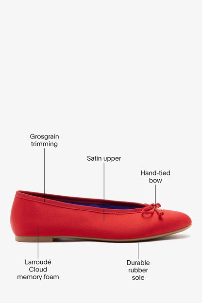 Pavlova Ballet Flat Cherry Satin - Larroude