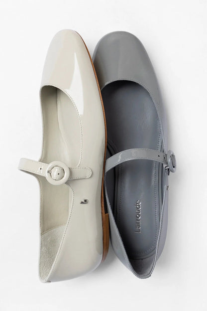 Blair Ballet Flat Moon Gray Patent Leather - Larroude