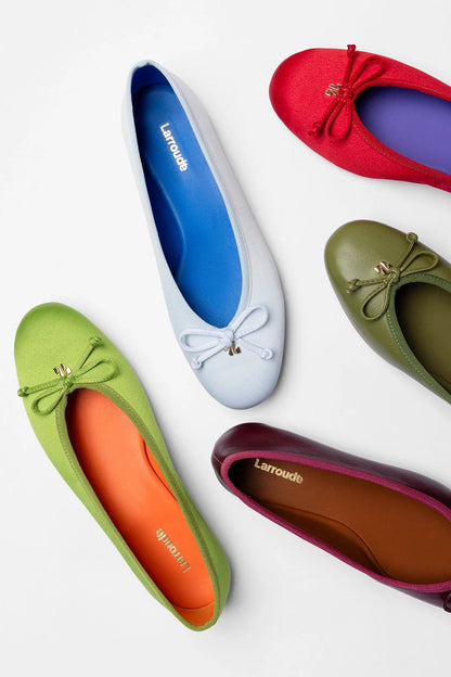 Pavlova Ballet Flat Kiwi Satin - Larroude