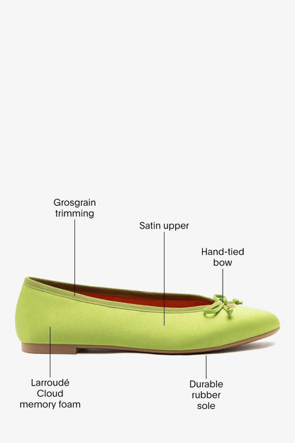 Pavlova Ballet Flat Kiwi Satin - Larroude