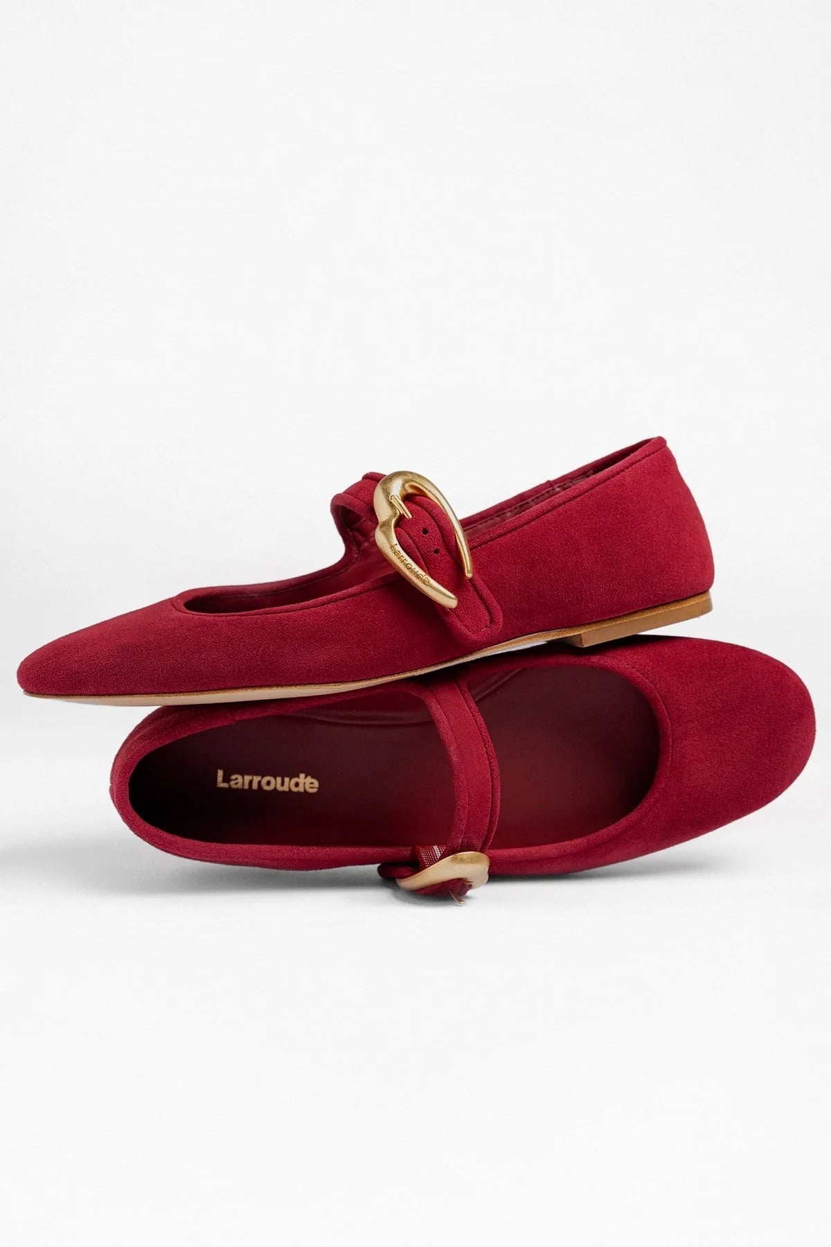 Verona Ballet Flat Lipstick Red Suede - Larroude
