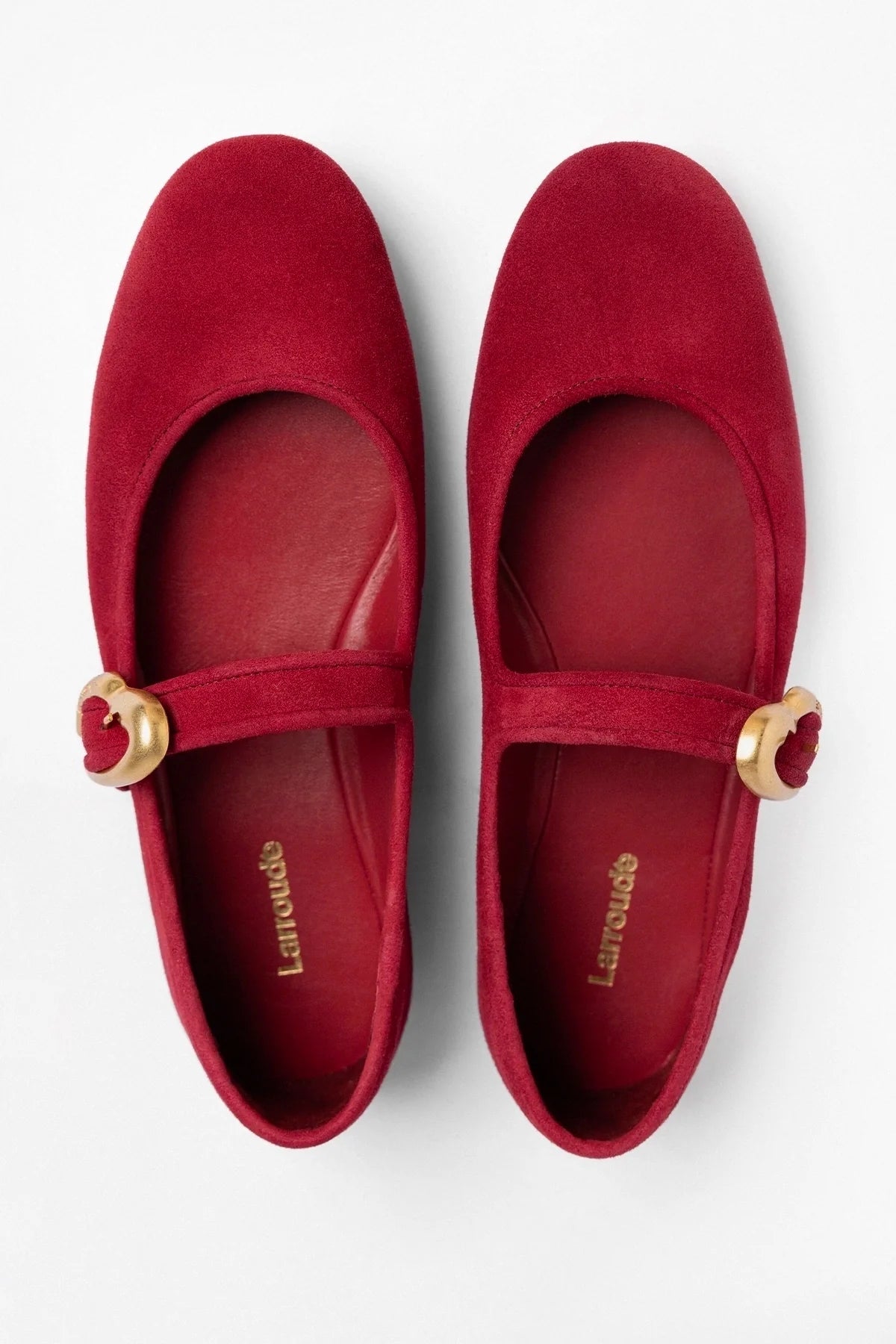 Verona Ballet Flat Lipstick Red Suede - Larroude