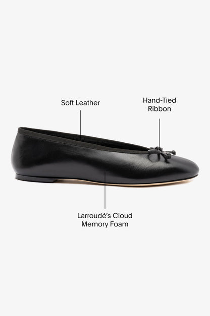 Pavlova Ballet Flat In Black Leather - Larroude