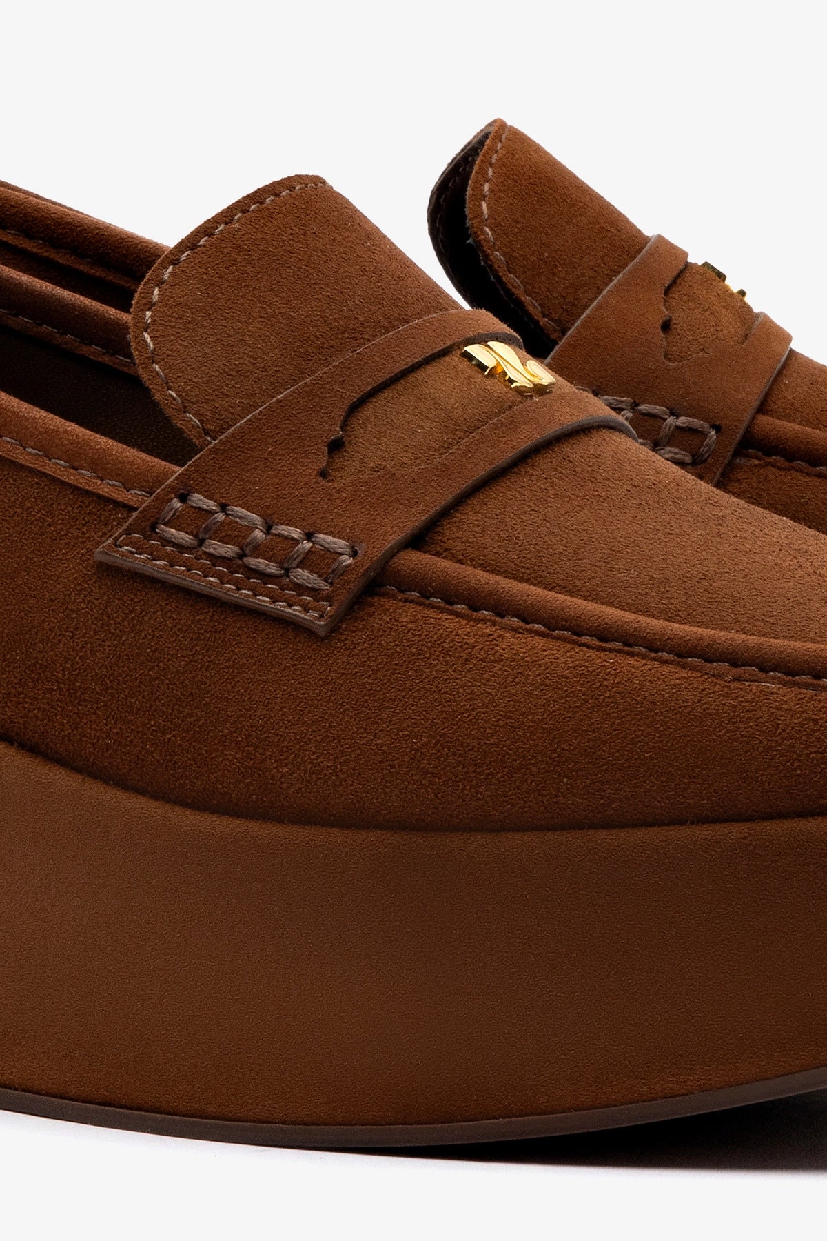 Suki Flatform Loafer In Burnt Umber Suede - Larroude
