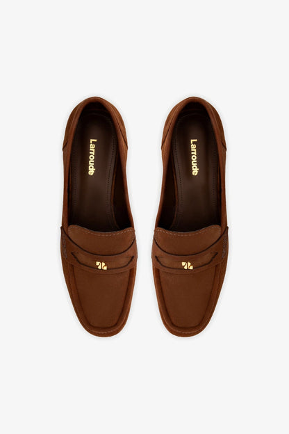 Suki Flatform Loafer In Burnt Umber Suede - Larroude